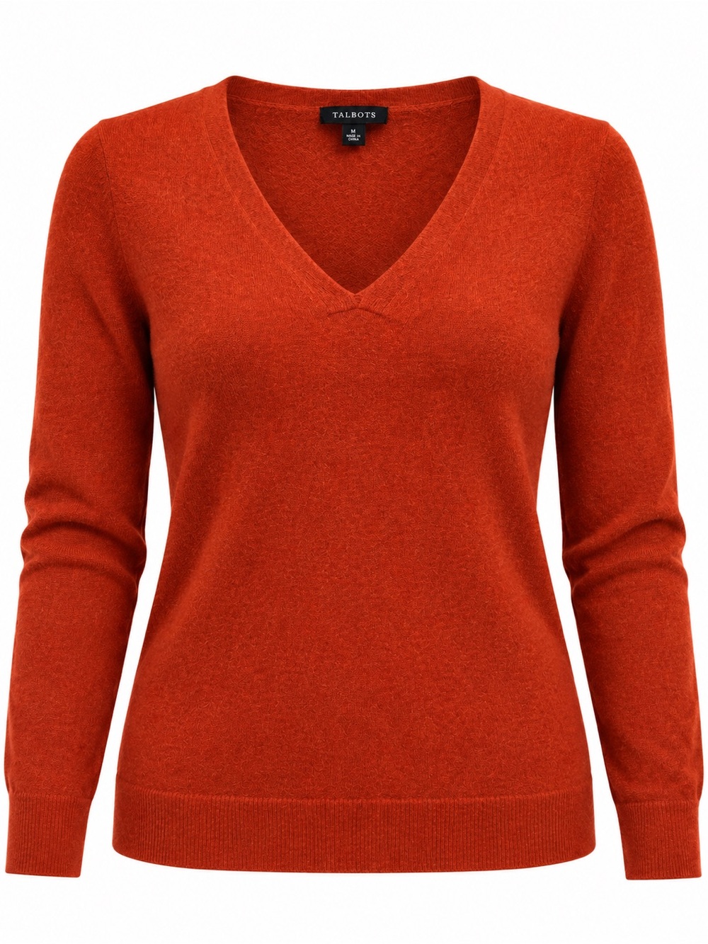 Talbots 100% Cashmere Burnt Orange V-Neck Sweater Women’s M